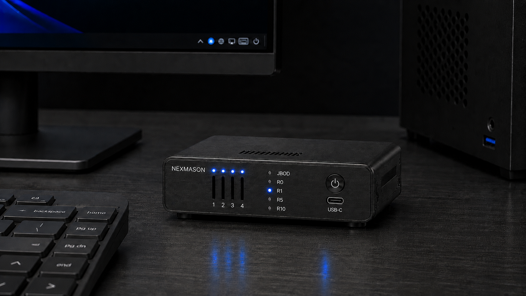 NEXMASON USB4 M.2 NVMe 4베이 RAID 외장 스토리지